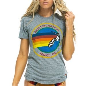 BRAND NEW W/ TAGS. aviator nation signature tee - size medium heather gray color